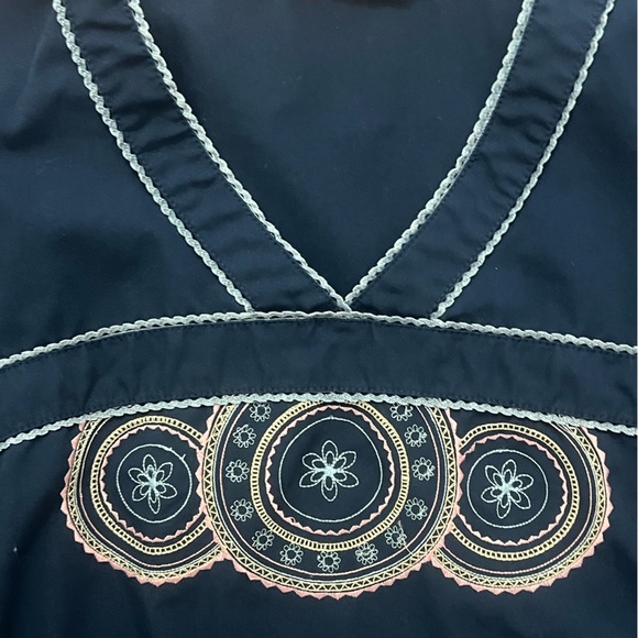 Reina Navy Blue Embroidered Women's scrub Top - Picture 2 of 5